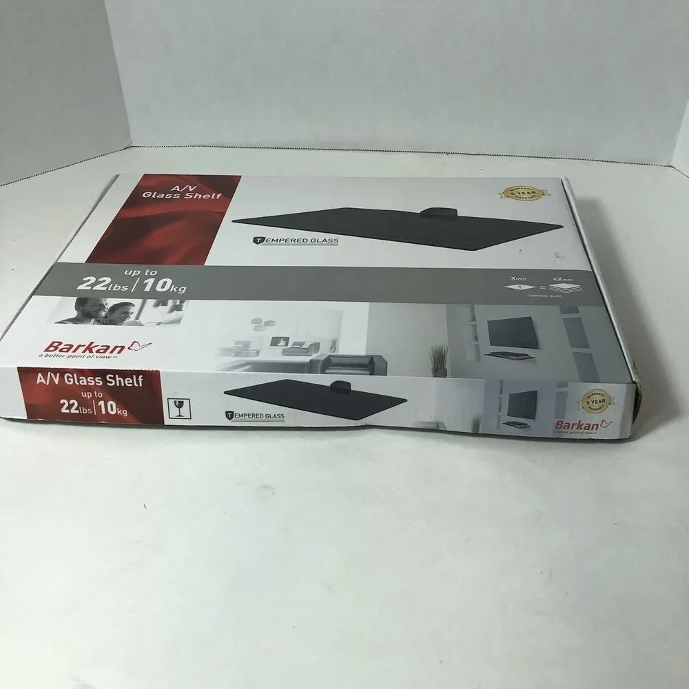 Barkan‎ Mount Universal A/V Tempered Glass Shelf Holds 22 Pounds